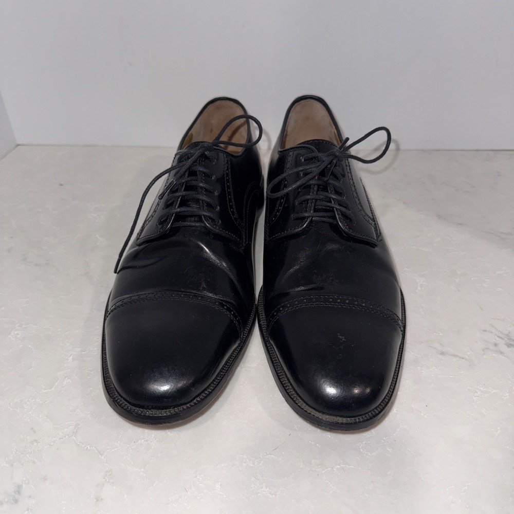 Johnston Murphy Bradford Mens Size 9 D Black Leather CapToe Oxford Shoe 15-1771